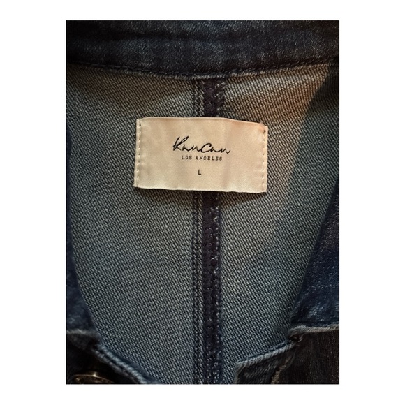 KanCan Blue Denim Jumpsuit with Short Sleeves and Zipper Closure - Picture 3 of 6